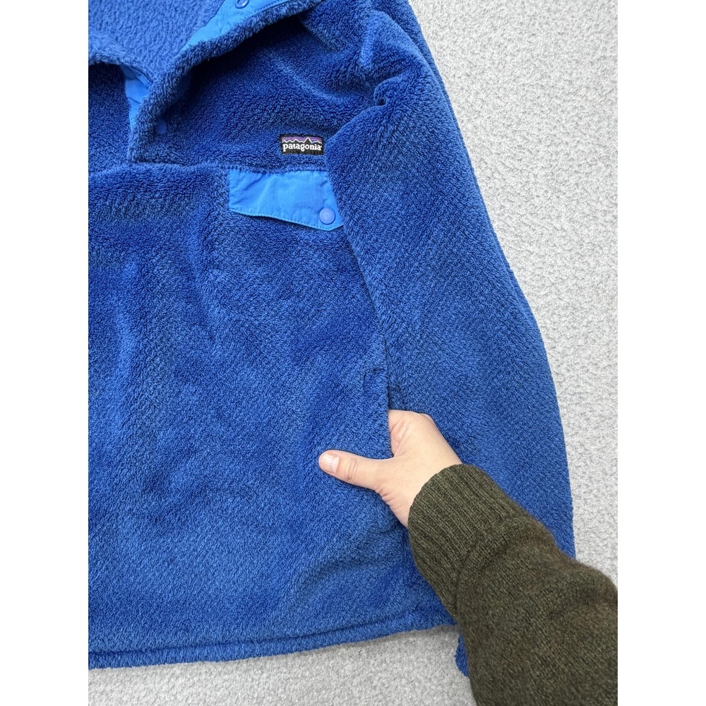 Patagonia Fleece Jacket Kids XL 14 Blue Snap Pullover Pocket Warm Winter Outdoor - Picture 8 of 12